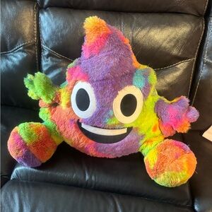 Justice Rainbow Tie-Dye Plush Poop Emoji Pillow